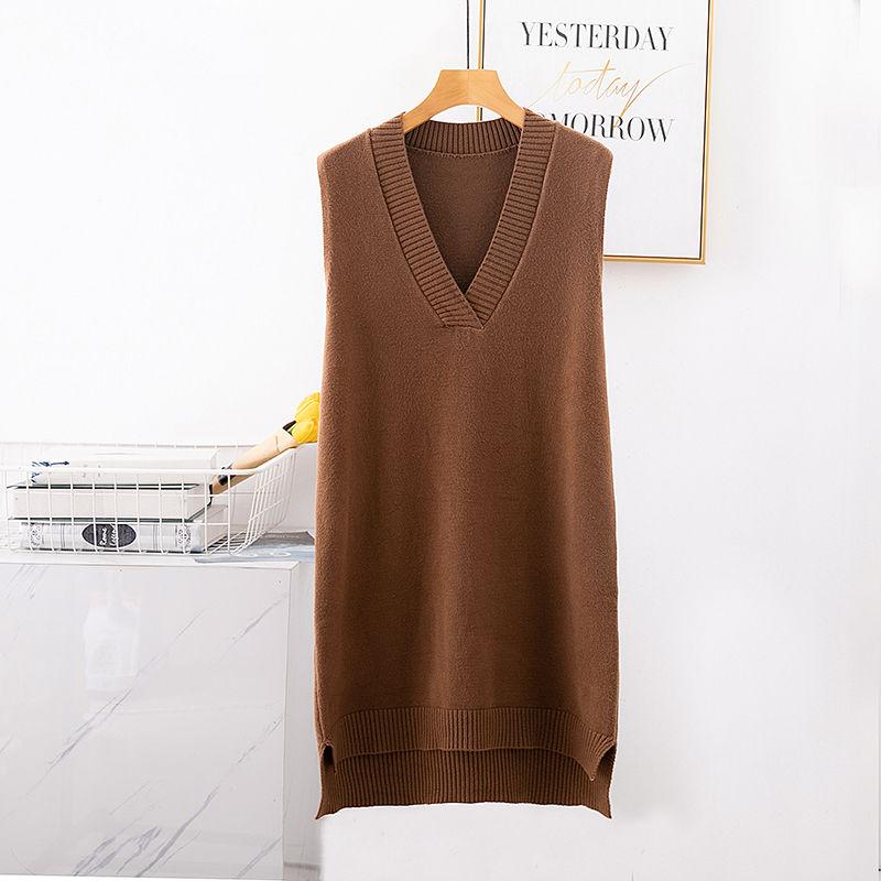 Women's Spring and Autumn Knit Sweater Vest Vest Korean Version Loose V-neck Waistcoat Sleeveless Sling All-match Sweater Women