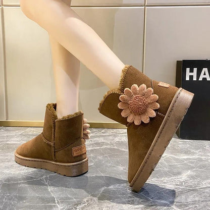 Autumn and Winter Snow Boots Women's Waterproof Cotton Boots Rubber and Velvet Warm and Non-slip Short Boots