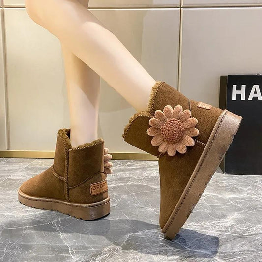 Autumn and Winter Snow Boots Women's Waterproof Cotton Boots Rubber and Velvet Warm and Non-slip Short Boots