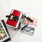 Fashion Women Contrast Color Shoulder Bag Messenger Crossbody Bag Wide Chain Handbag