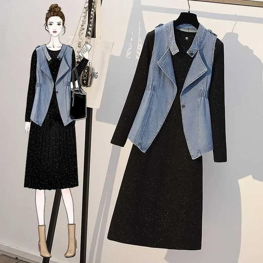 Fashion Retro Suit 2021 Autumn Sexy Waistcoat Top and Skirt Two-piece Female