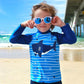 Children's Long-sleeved Cartoon Separate Swimsuit Kids Boys Cute Shark Long-sleeved Swimming Trunks Suit Comfortable Breathable Bathing Suit