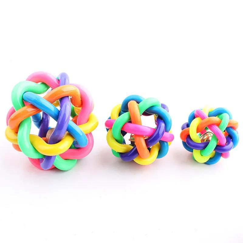 Molar Teeth Sound Bite-resistant Rope Ball Cat Pet Products Toys Teddy Puppy Dog Toys Pet Supplies Multicolor Braided Bell Ball Cat Play Tools