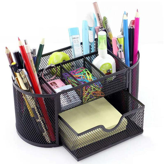Grid Metal Pen Holder Desktop Pen Holder Office Stationery Multifunctional Student Combination Pen Holder