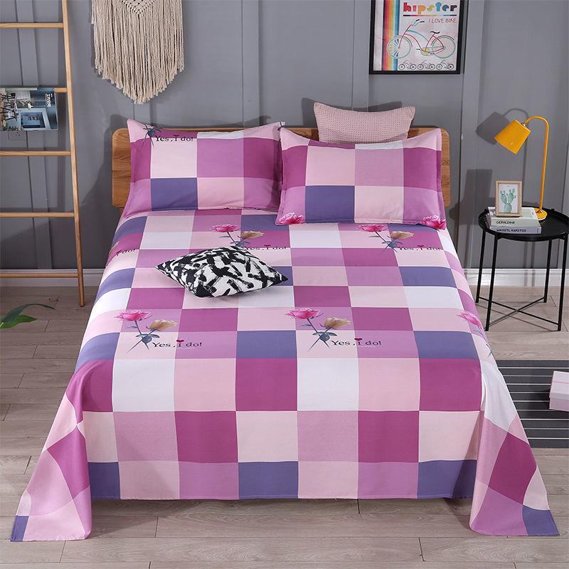 Autumn and Winter Cotton Sheets One-piece Three-piece Set Thickened Encryption Single Bed Double Bed Refreshing Skin-friendly and  Washable