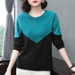 Women Casual Pullover Stitching Color Shirt Summer Long-sleeved T-shirt Boutique Bottoming Shirt