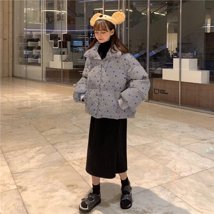 Cotton-padded Jacket Women's Short Winter Korean Version of Loose Snowflake Shiny Padded Jacket Student Bread Jacket