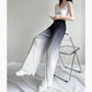 Gradient Color Ice Silk Wide-leg Pants Women's High-waisted Slim Drape Loose Straight Casual Pants Summer Printed Trousers