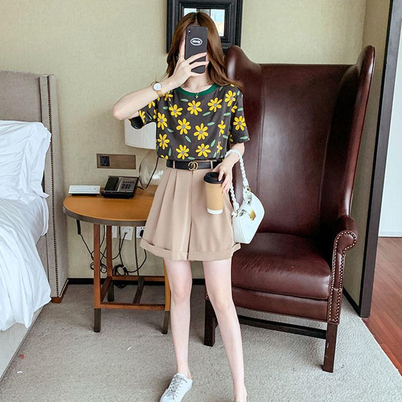Women's Versatile Printed Short Sleeve  Summer Loose Top T-Shirt