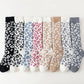 3 Pairs of Leopard-print Coral Fleece Socks Women's Calf Socks Furry Winter Sleep Socks Plus Velvet Thick Warm Stockings