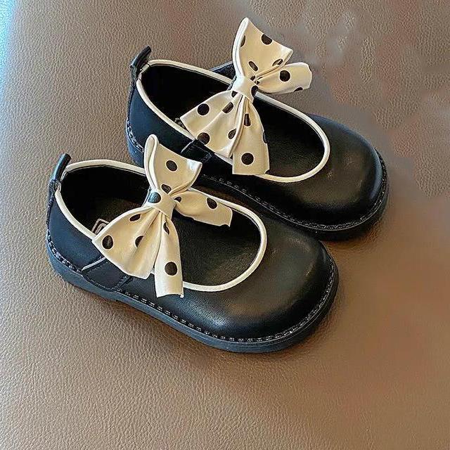Girl's Bowknot Square Mouth Shoes Velcro Soft Soled Little Student Shoes Kindergarten Baby Girls' Shoes Light Princess Shoes