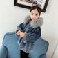 Girls Denim Warm Coat Winter Korean Children's Winter Clothes Fleece Padded Windproof Jacket