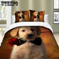 Fashion Cute 3D Cartoon Rose Dog Pattern Duvet Cover Set Bedclothes Pillow Cases Bedding Set