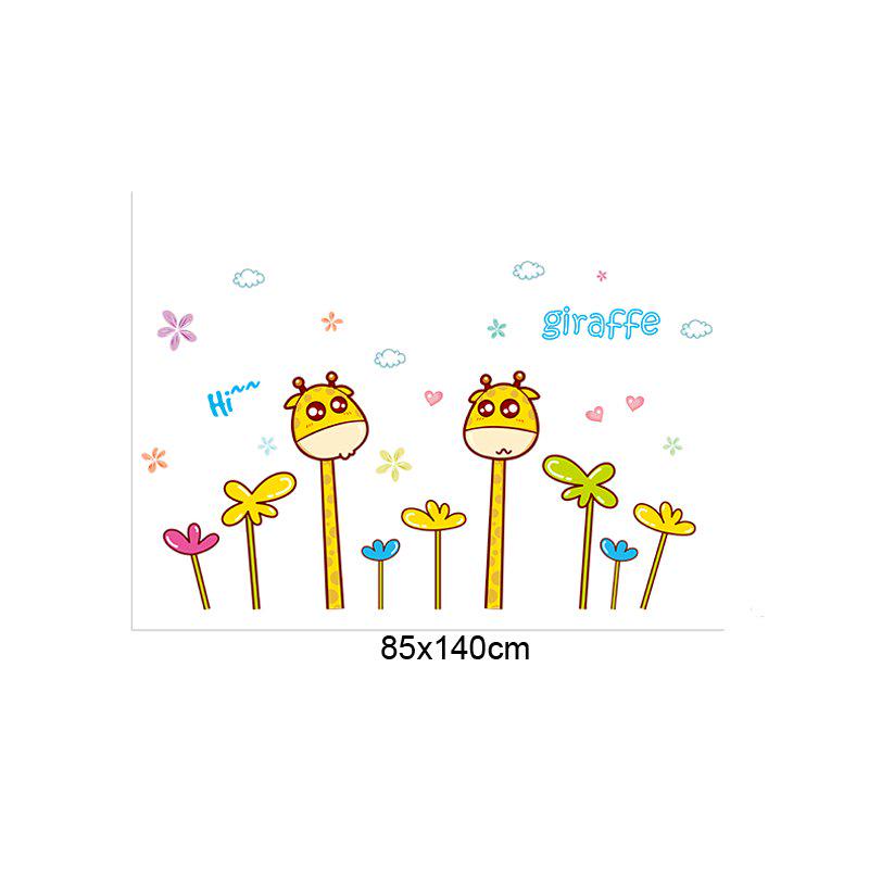 [Wall sticker ]Two Giraffe With Flower Wall Stickers For Kids Rooms Bedroom Kitchen Children Room Ho