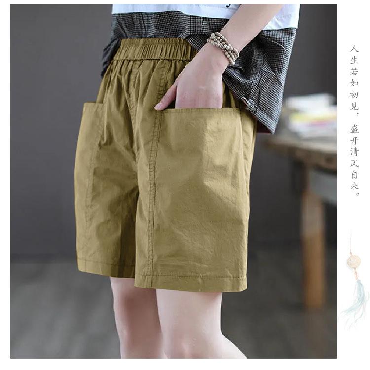 100% Cotton Shorts Women's Summer High Waist All-match Loose Five-point Casual Wide-leg Pants