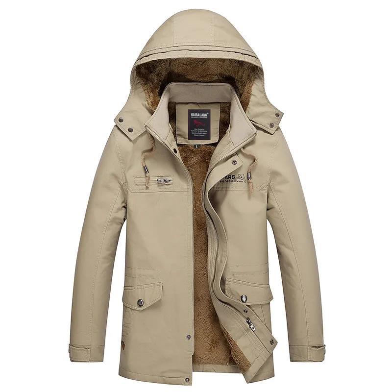 Large Size Cotton Jacket Men's Self-cultivation Plus Velvet Thick Warm Top for Young and Middle-aged Outdoor Skiing and Mountaineering Clothing