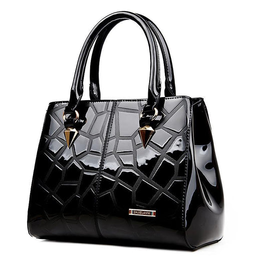 Leather patent leather handbag fashion ladies handbag bright leather embossed shoulder Messenger bag