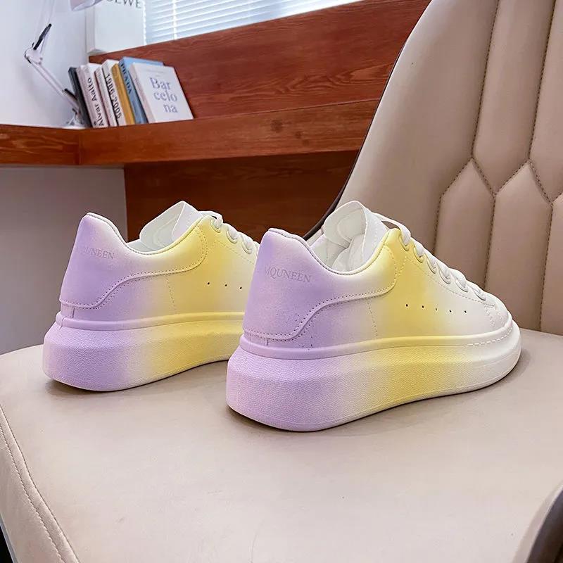 Gradient Color Small White Shoes Women's Thick-soled Height-increasing Shoes All-match Board Shoes Net Red Casual Trendy Shoes