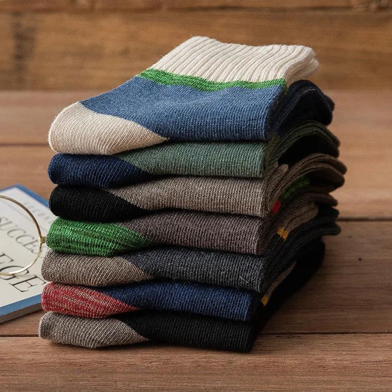 Winter Men's Tube Socks Five Pairs of Thickened Warmth and Deodorant Sports Tube Socks Fashion Stitching Socks