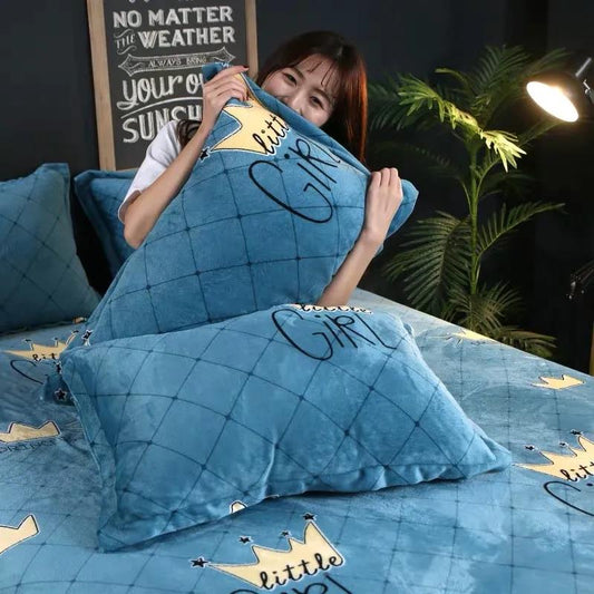 48cmx74cm Coral Velvet Pillowcase Warm Anti-static Double Pillowcase Two-piece Bedroom Pillowcase