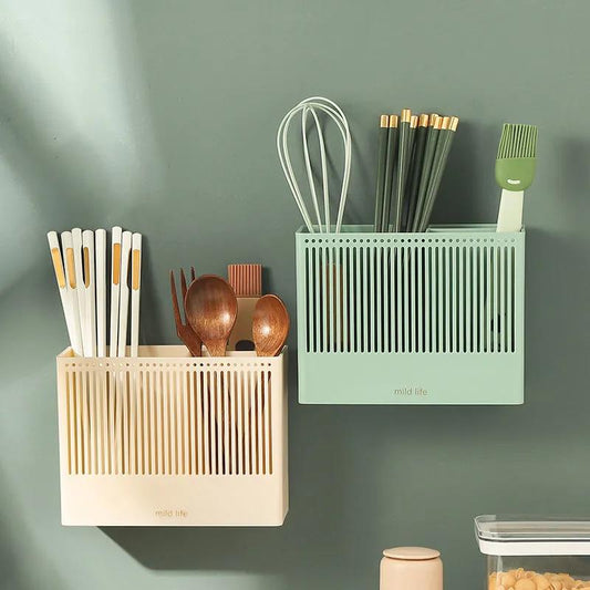 Chopstick Holder Wall-mounted Non-perforated Household Kitchen Drain Chopstick Bucket Chopstick Basket Chopstick Cage Tableware Storage Box