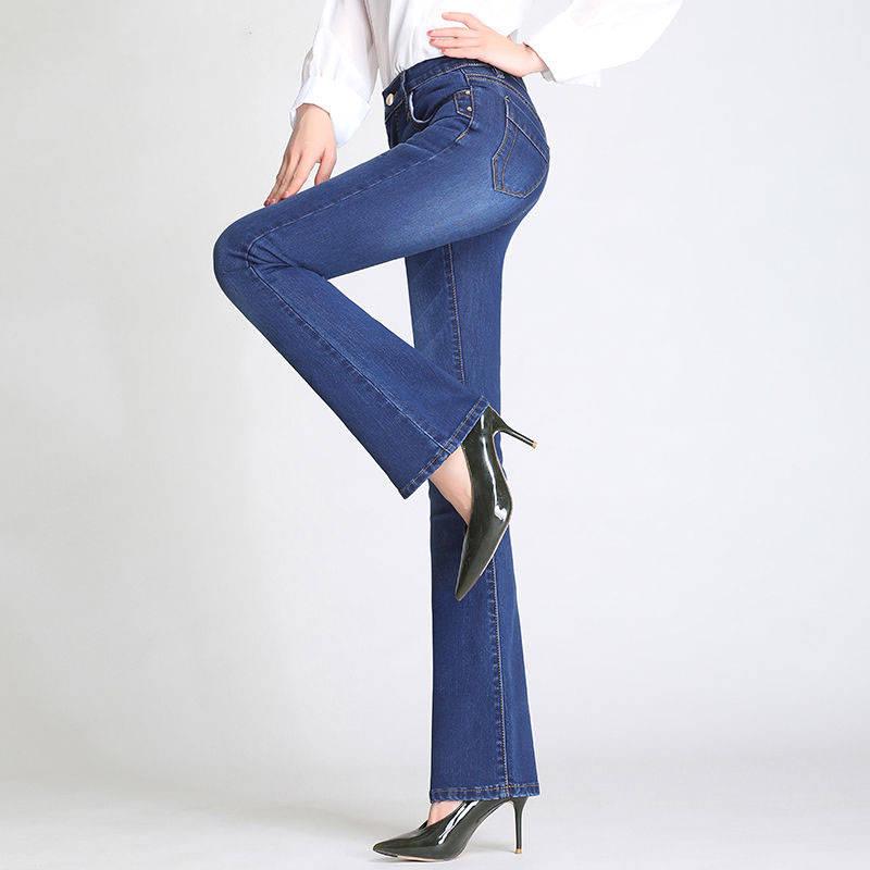 Women High Waist Denim Jeans Flare Pants Jeans Woman Stretch Bell-Bottom Loose Pants Plus Size