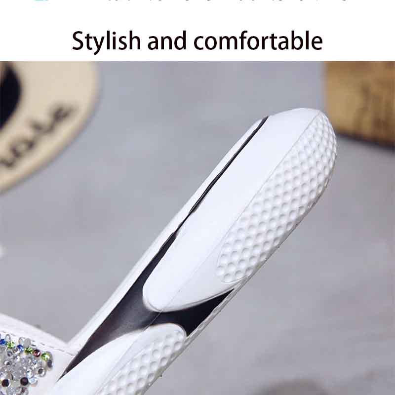 Sandals slippers female summer wear fashion thick bottom wild net red with rhinestone flat bottom