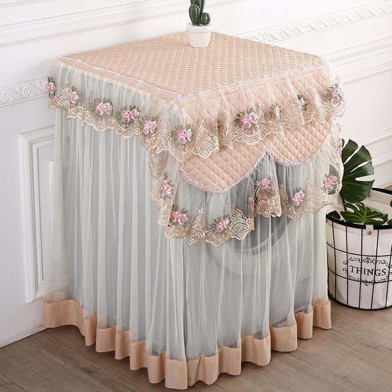 Lace Washing Machine Cover Dustproof Embroidery Floral Home Decor Protector Washing Machine Covers