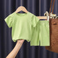 Summer Newborn Baby Children's Clothing Ice Silk Short-sleeved Two-piece Suit Men and Women Baby Short-sleeved Shorts T-shirt Home Service
