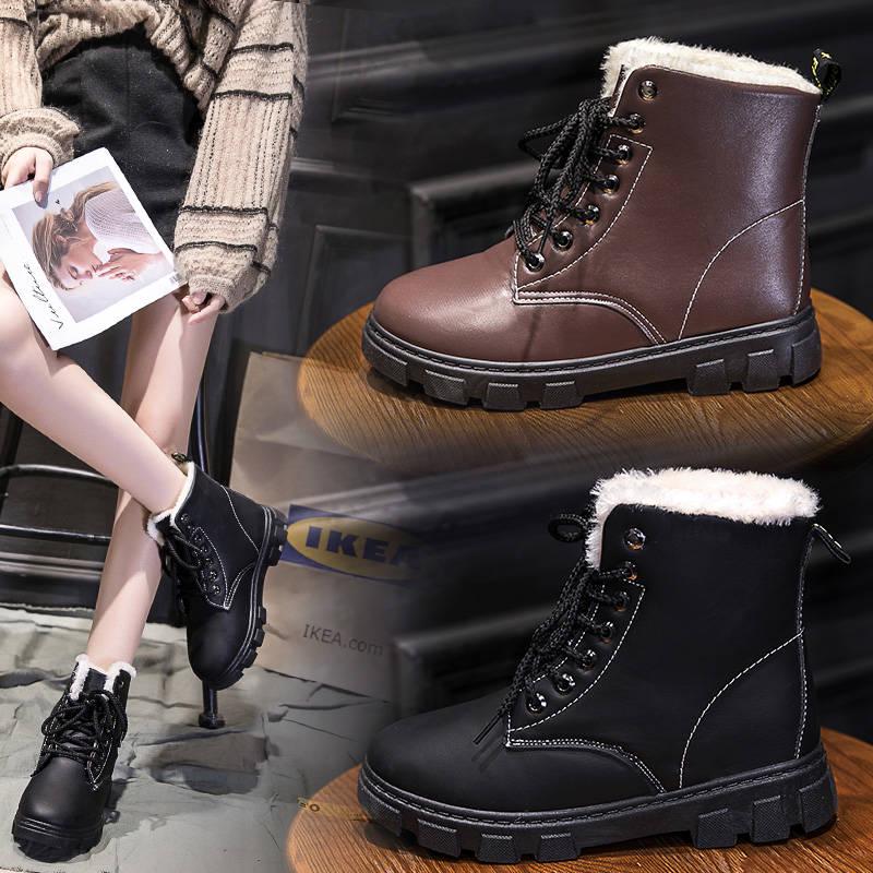 Women's Snow Boots Bottes Femme Winter Lace Up Ankle Botas 35-40 Botas De Mujer
