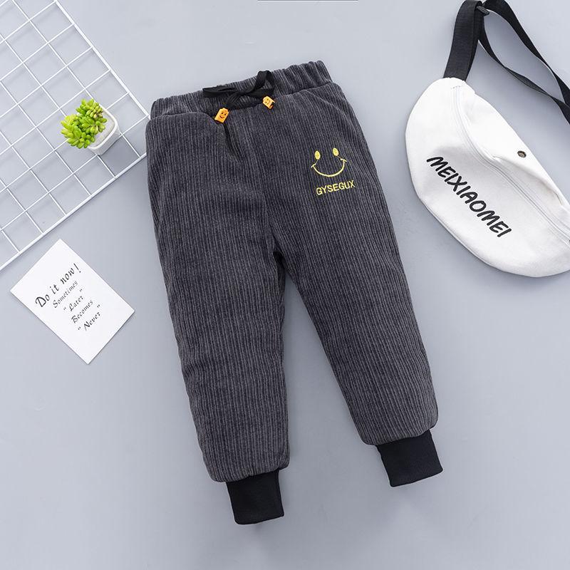 Boys' Cotton Pants Thickened Middle and Small Children's Winter Baby Loose Foot Binding Three-layer Cotton Sandwiched Warm Pants Korean Style