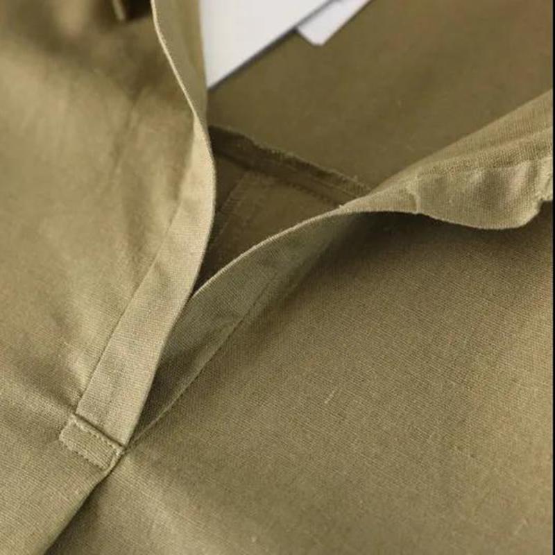 Large Size Long Cotton Five-point Sleeve Dress Summer Loose Literary Shirt Fabric Sweat-absorbent and Breathable