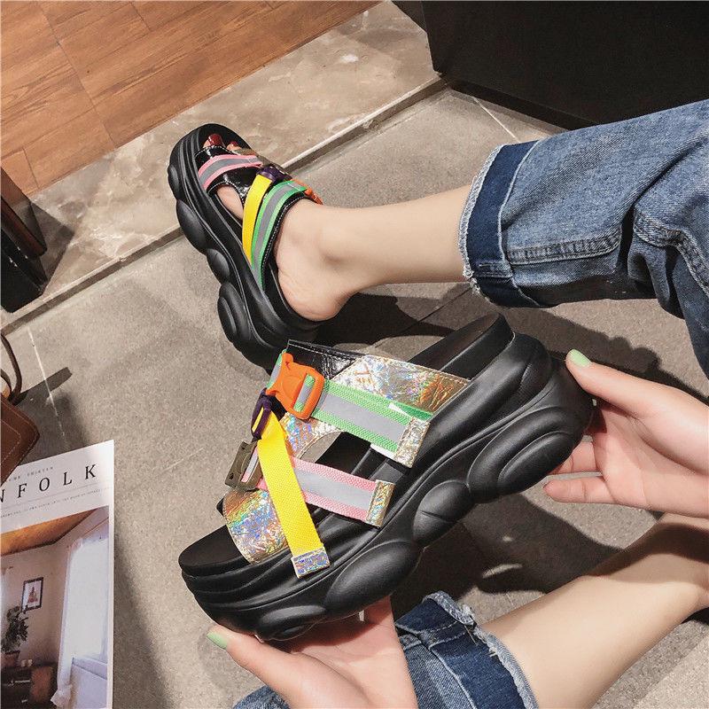 2020 Top-selling Women Sandals Plus Size Butterfly Bow Slippers Summer High Heel Shoes Big Flower Design Slippers