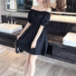 Fashion Summer Short Sleeve Sexy Slash Neck Dress Above Knee Backless Elastic Waist Dress