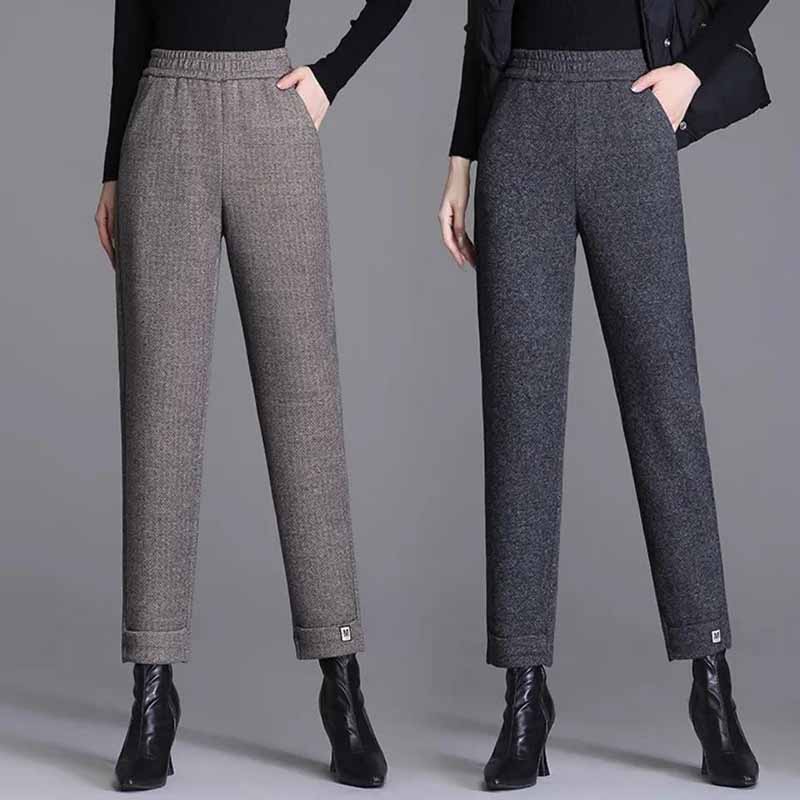 Thick Woolen Harem Pants Women's Autumn and Winter Models High Waist Loose Slimming Carrot Pants Nine Points Casual Pants