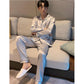 Plus Fat Plus Size Men's Pajamas Spring and Autumn Long-sleeved Ice Silk Thin Korean Home Service Two-piece Suit