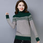 Vintage Printed Sweater Women High Neck Sweater National Style Clothes Knitted Bottoming Shirt Loose Short Sweater Top