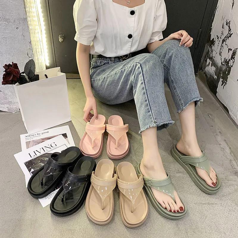 Women's Sandals Ladies Clip Toe Wedges Thong Shoes Fashion Embroidery Platform Buckle Casual Female Beach Shoes
