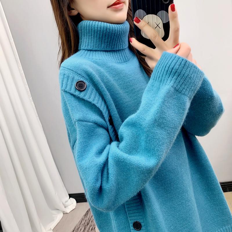 Autumn and Winter Turtleneck Women's Fashion Loose Knitted Long-sleeved Pullover Sweater
