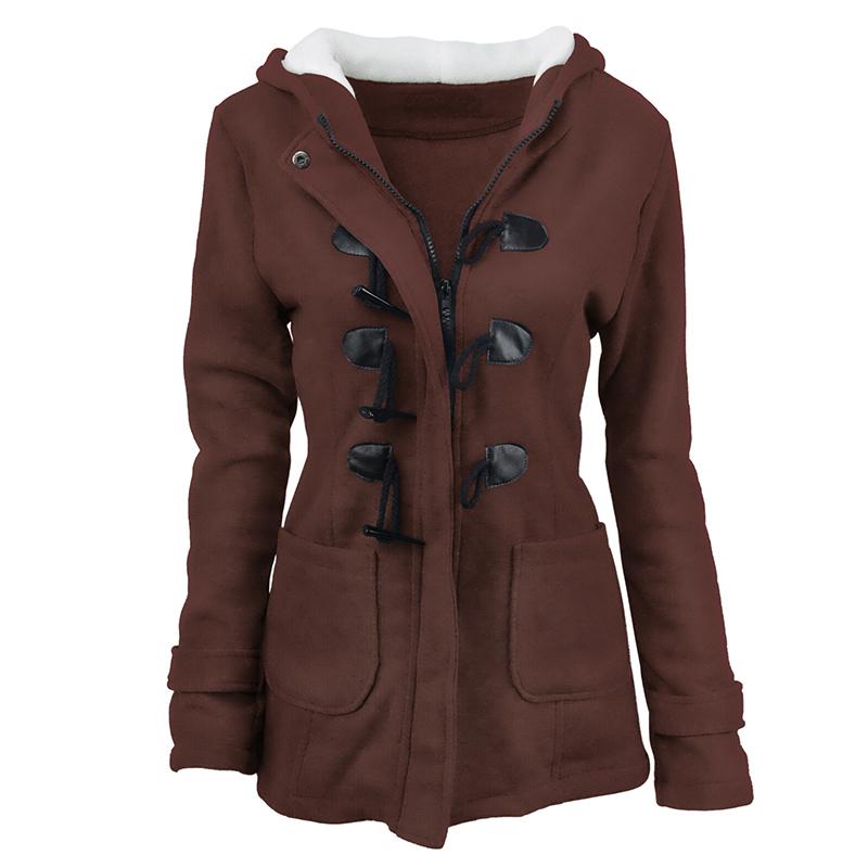 Coats for Women Winter Hooded Jacket Black  Gray Solid Casual Slim Warm Parkas