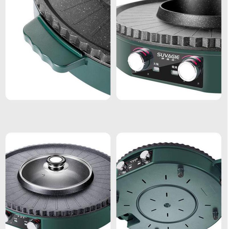 2200W Heat Pot BBC All-in-one Machine Electric Baking Pan Flat Frying Pan Multi-purpose Small Heat Pot for Family