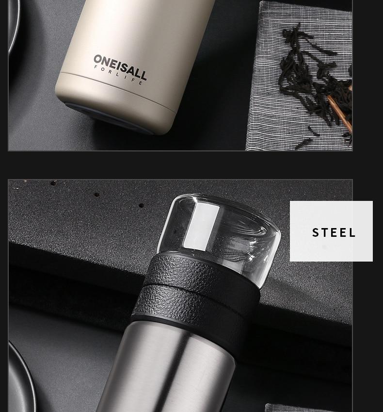 Thermos Bottle Stainless Steel Tea Partition Thermo Cup Glass Tea Strainer Thermos Mug Bottle Vacuum Flask Bottles 400ml + 200ml
