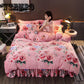 Winter Fleece Bedding Set Duvet Cover Flannel Flat Sheet 4pcs Bed Linen Home Bedclothes Caroset