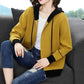 Women's Autumn Knitted Cardigan Coats Female Spring Versatile Long Sleeved Zipper Tops Large Size Solid Color Hooded Sweater