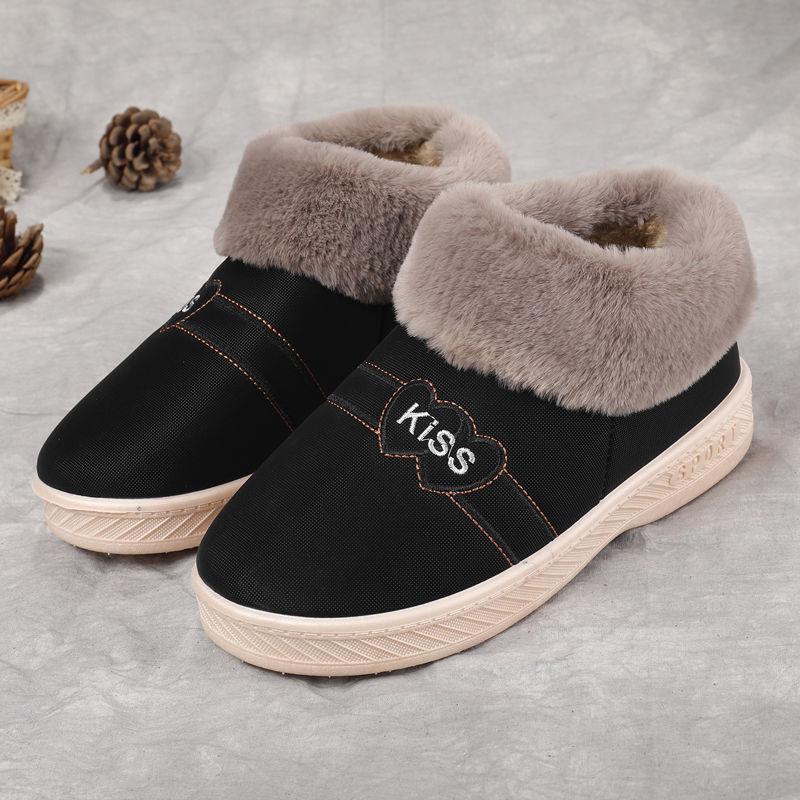 Winter Bag Root Cotton Slippers for Girls Warm and Waterproof Men's Slippers for Home Furry Slippers Plus Velvet Thickening