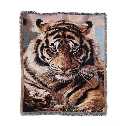 Simple Modern Tiger Pattern Knitted Sofa Cover Universal Sheet Tablecloth and Cover Cloth for Four Seasons Jacquard Weave Blanket