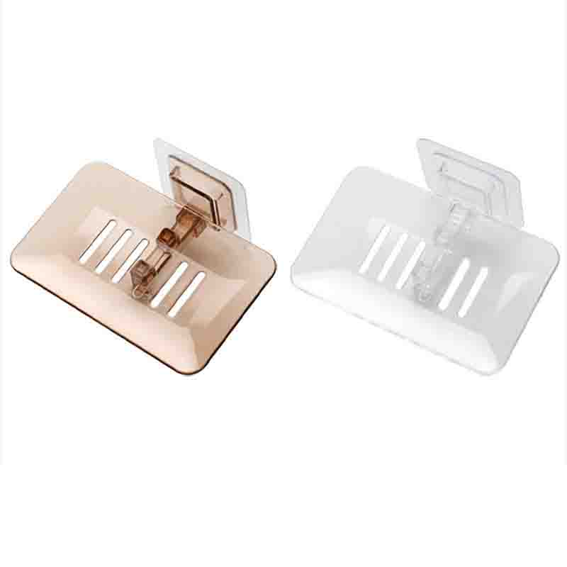 2pc Bathroom Soap Box Wall Mounted Shower Dish Storage Plate Tray Holder Soap Holder Rack Accessories