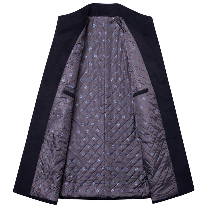 Winter Wool Jacket Men's Wool Coat Casual Slim Collar Wool Coat Men's Long Cotton Collar Trench Coat