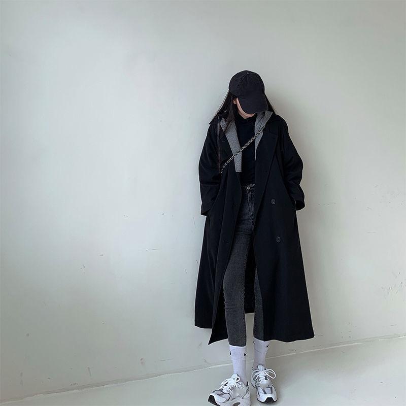 Thickened Fake Two-piece Woolen Coat 2021 Autumn and Winter Women's Korean Mid-length Loose Plus Cotton Woolen Coat