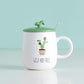 Creative Super Cute Cartoon Student Ceramic Cup Water Cup Cute Household Men and Women Mark Cup Milk Cup with Lid Spoon
